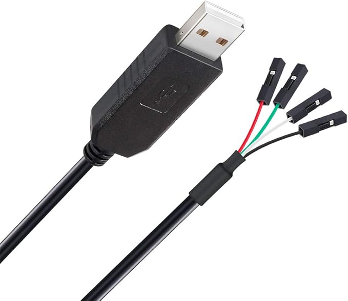 DTECH USB to TTL Serial 3.3V Adapter Cable TX RX Signal 4 Pin 0.1 inch Pitch Female Socket PL2303 Prolific Chip Windows 10 8 7 XP Vista (6ft, Black)