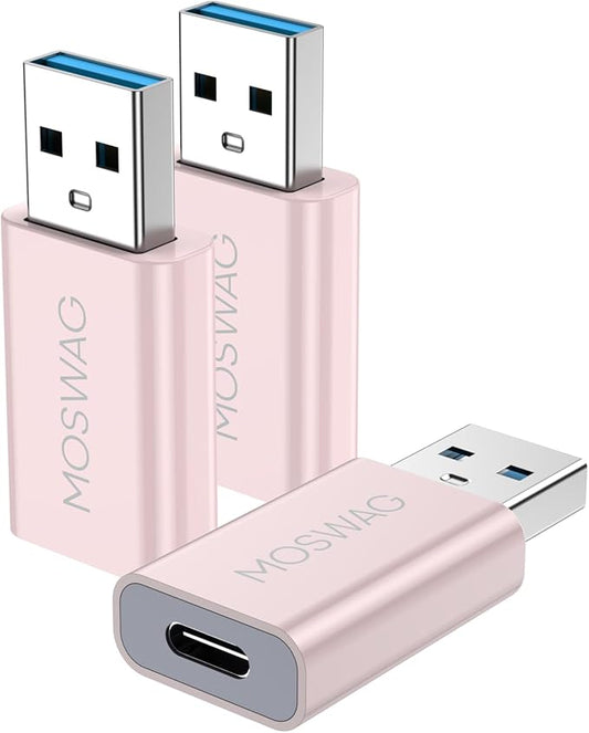 MOSWAG USB C Female to USB Male Adapter, USB C to USB Adapter Compatible with Apple MagSafe Charger, Watch Series Ultra/8/7/se, iMac, MacBook Pro, MacBook, Laptops, PC, Computers and More