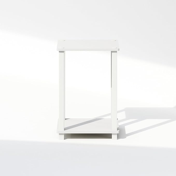 Furinno Simplistic Night Stand, 2-Tier Small Nightstand with Open Shelf, Toolless Assembly Bedside Table, End Table, Side Table, for Bedroom, Living Room, White