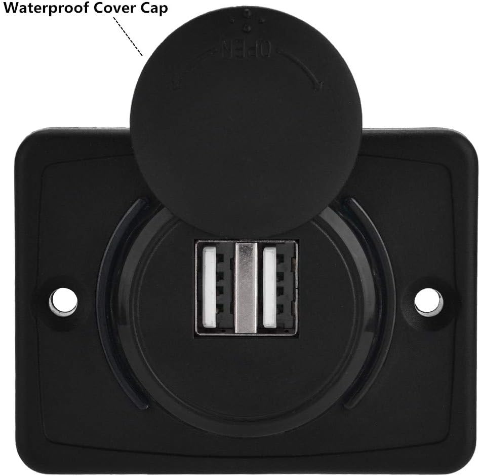 Marine 12v USB Car USB 3.1A Dual Black ABS Socket Outlet with LED Waterproof Car Accessories
