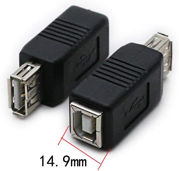 2 Pack USB 2.0 AF/BF Plug Type A Female to Type B Female Adapter Connector Converter Compatible with Laptop Computer Hard Drive Printer Camera