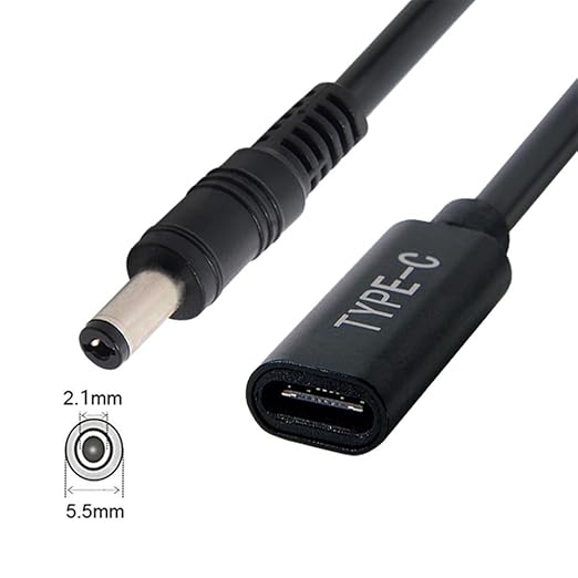 NFHK Type C USB-C Female Input to DC 5.5 * 2.1mm Power PD Charge Cable fit for Laptop 18-20V