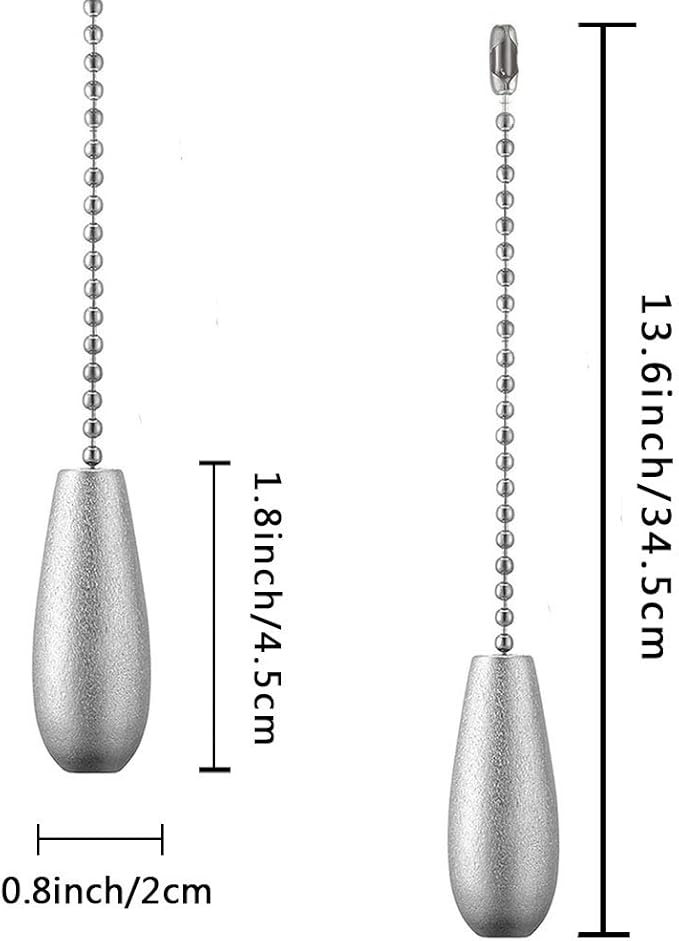 Ceiling Fan Chain Pulls Decorative Extension 12 Inches Silver Color Wooden Pull Chain Fan Pulls Set Ornaments for Ceiling Light Lamp Fan Chain (Nickel) 4 Pcs