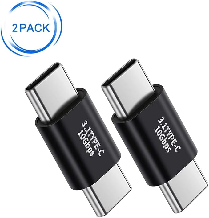 (2Packs USB C Male to Male Adapter,USB C Full-Featured,Support 10GBbps Rate, Audio and Video, Fast Charging Adapter，C-Type Double Plug，Mobile Phone Laptop USB 3.1 Charging Converter