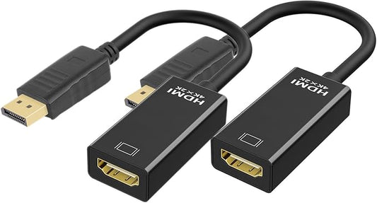 QLKUNLA DisplayPort to HDMI Adapter, Uni-Directional DP to HDMI 4K Screen Gold-Plated DP Display Port to HDMI Adapter Compatible with Dell, Lenovo, HP, GPU, AMD -Grey 2-Pack