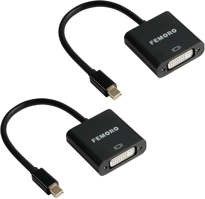 Mini DisplayPort to DVI Adapter 2 Pack, MDP Display Port (Thunderbolt 2 Port Compatible) to DVI-D Adapter Male to Female for MacBook Air/Pro Microsoft Surface Pro PC Monitor TV Projector and More