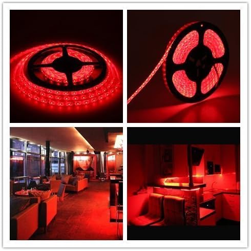 XINKAITE led Strip Lights Waterproof 16.4ft Led Tape Lights 300leds Flexible LED String Light for Boats, Bathroom, and Outdoor Use, Red, Power Supply not Included