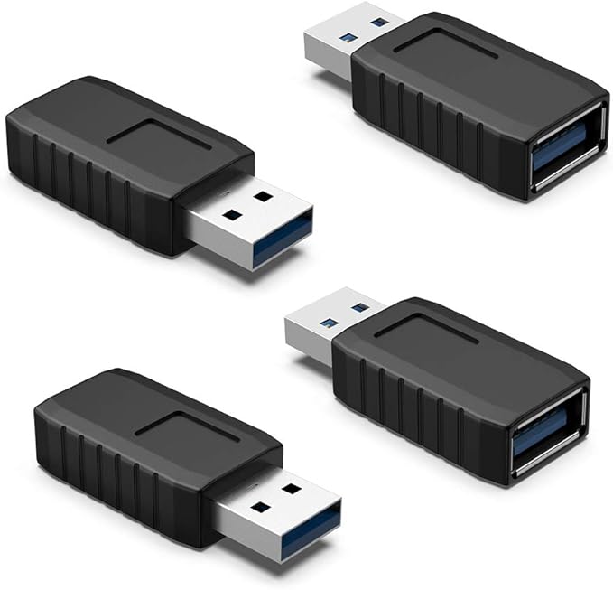 ELUTENG USB Coupler Male to Female 4Packs USB 3.0 Type A Adapter Superspeed 5Gbps USB Port Extension Connector Bridge Compatible with Laptop Computer Hard Drive Printer Camera