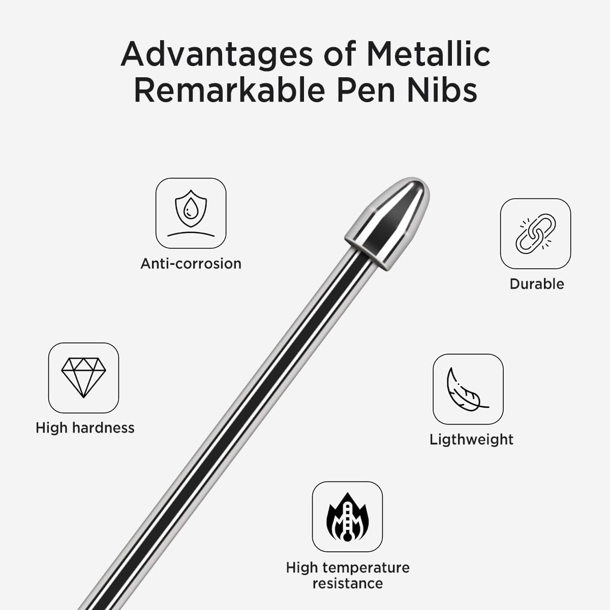 Miimall Pen Tips for Remarkable 2 Paper Tablet Pen, Metal Replacement with 2 Tips/Nibs & 1 Tweezer - Silvery