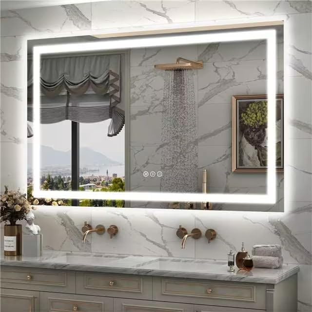50x36 LED Lighted Bathroom Mirror for Wall, Large Vanity Mirror with Lights, Dimmable, Anti-Fog, Shatter-Proof, ETL Listed (Front + Backlit)
