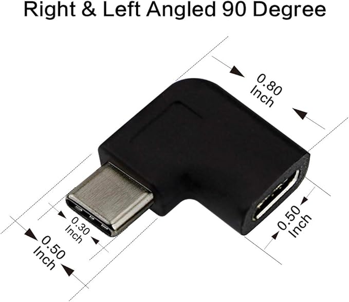 USB C Male to Female Adapter, Type C 90 Degree Angled Right & Left and Up & Down Extension Connector for Laptop & Tablet & Mobile Phone (2PACK)