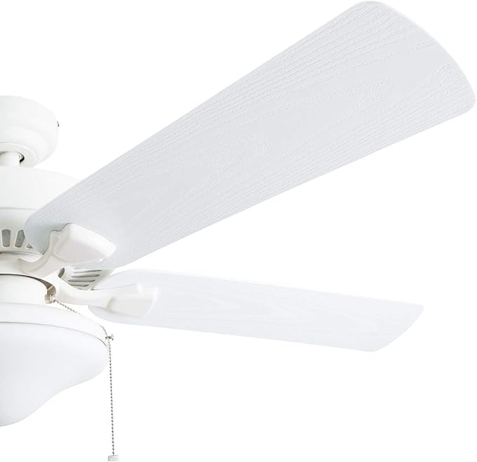 Honeywell Ceiling Fans Belmar 52 Inch Ceiling Fan With Light, Indoor/Outdoor Ceiling Fan with Pull Chain, LED Tri-Mount 5 Blade Design, ETL Damp Rated, White (50513-01)