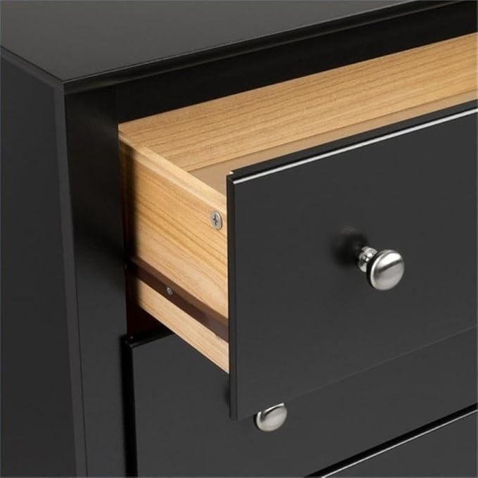 Prepac Sonoma Traditional Nightstand Side Table with 2 Drawers, Functional 2-Drawer Bedside Table 16" D x 23.25" W x 21.75" H, Black, BDC-2422