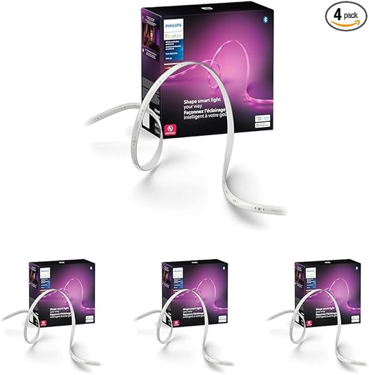 Philips Hue Indoor 33 Ft Smart LED Solo lightstrip Base Kit - Control with Hue App - Compatible with Alexa, Google Assistant and Apple HomeKit (Pack of 4)