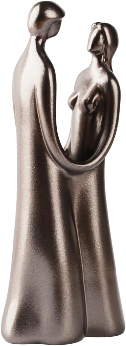 Couple Statue, Romantic Embrace Figurine - Elegant Home Decor for Living Room, Office Desk - Unique Anniversary & Valentine's Day Gift Idea for Her/Him, Wife/Husband - Resin with Premium Finish, 7.48"