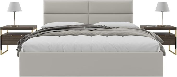 Vänt Upholstered Wall Panels - King/Cal King Size Wall Mounted Headboards – Zigrino Leather Oyster – Panel Size 39” Wide x 11.5” High - Pack of 4 Panels