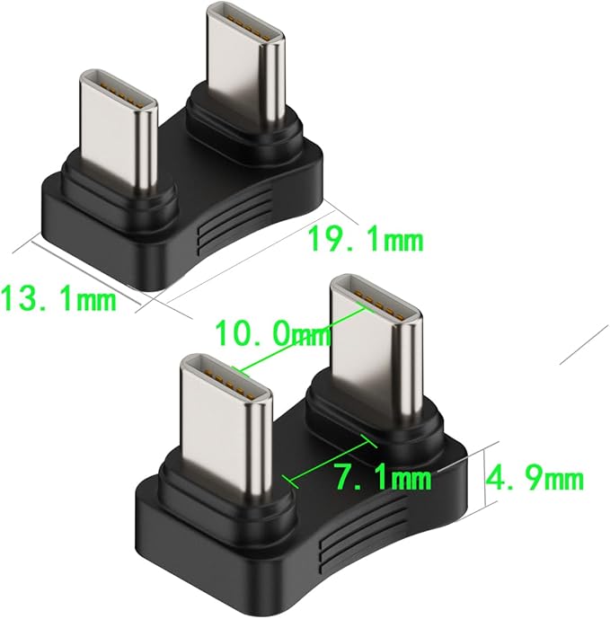 USB-C Type C Male to Male Coupler Extender Power Data Adapter Opposite U Shape Back Angled Type C Adapter, Support PD 65W Fast Charging for Mobile Phone, Tablet, Laptop, etc