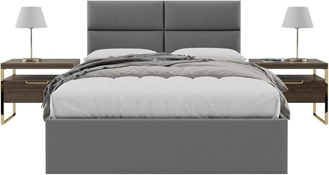 VANT Upholstered Headboards - Accent Wall Panels - Packs of 4 - Vintage Leather Gray Pewter - 30" Wide x 11.5" Height - Easy to Install - Queen - Full Size Headboard