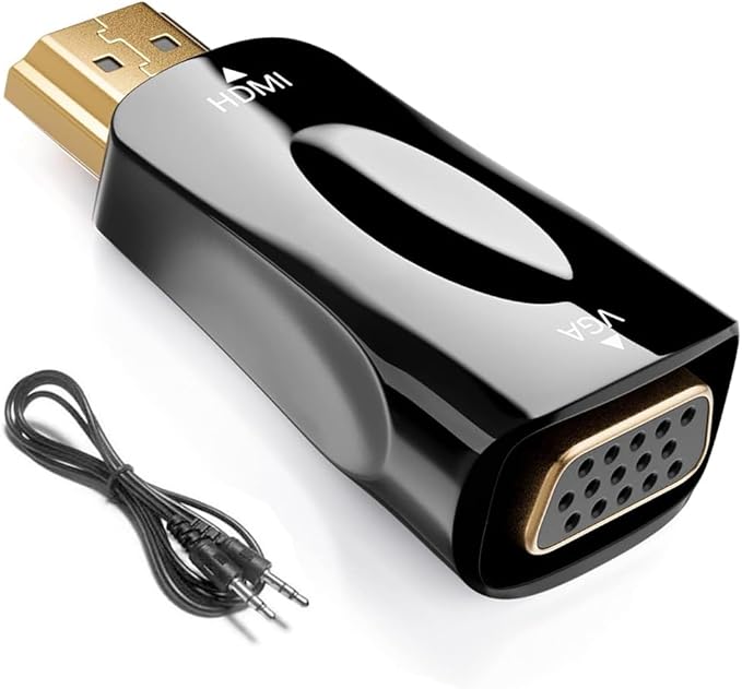 HDMI to VGA Adapter Converter mini, 1080P Male to Female Cord for Computer, Desktop, Laptop, PC, Monitor, Projector, HDTV, Chromebook, Raspberry Pi, Roku, Xbox and More（Black）