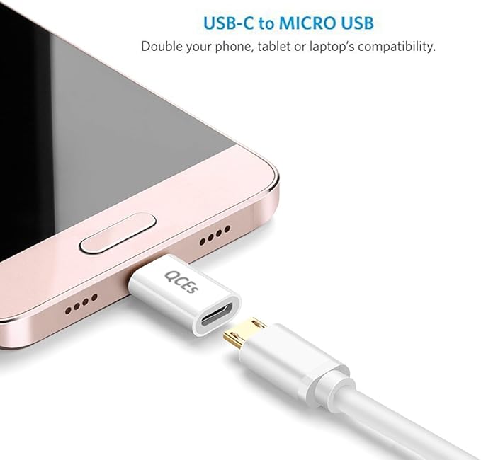 QCEs Micro USB to USB C Adapter 4Pack, Micro USB Female to USB-C Male OTG Adapter Fast Charging Compatible with iPhone 15 Pro Plus, Samsung Galaxy, Type-C Phones, Tablets