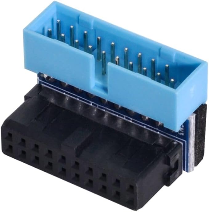 chenyang USB 3.0 Front Panel Header 19/20Pin Male to Female 90 Degree Down Angled Mainboard Header Gender Changer Connector Adapter