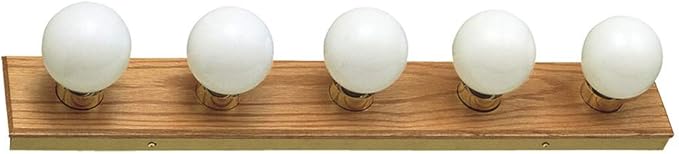 Design House 500215 5 Strip Light Contemporary Dimmable for Bathroom, Bedroom, Makeup Vanity, Honey Oak