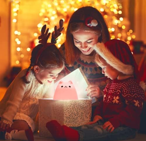Litake Kitty Night Light, USB Rechargeable Silicone Cute Cat Night Light for Kids Baby Children, 7-Color Changing LED Cat Lamp Nursery Nightlights for Kids Bedroom (Celebrity)