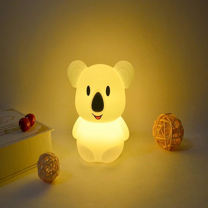 Night Light Kids with Cute Koala Design Baby Children's Room LED Bedside Lamp with Changeable RGB Colors Rechargeable Night Light Compatible with Touch Control & Remote Control - Koala