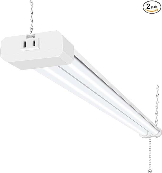 hykolity 5000K LED Shop Light Linkable, 4FT Daylight 42W LED Ceiling Lights for Garages, Workshops, Basements, Hanging or FlushMount, Included Power Cord and Pull Chain, 4400lm, ETL- 1 Pack