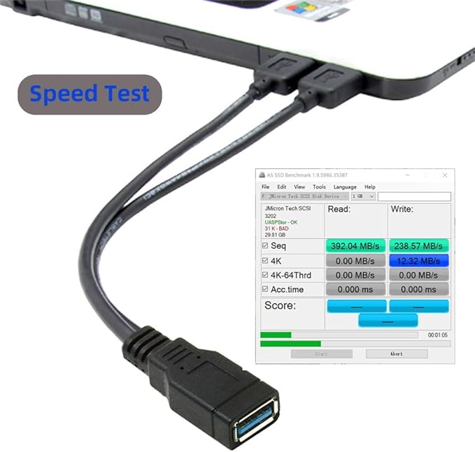 NFHK Black USB 3.0 Female to Dual USB Male Extra Power Data Y Extension Cable for 2.5" Mobile Hard Disk