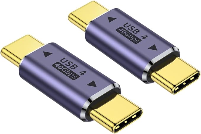 AuviPal USB C Male to Male Adapter (2 Pack), USB Type C Connector Extender Compatible with Thunderbolt 4/3 Support up to 100W Charging, 40Gbps Data Transfer and 8K@60Hz Video