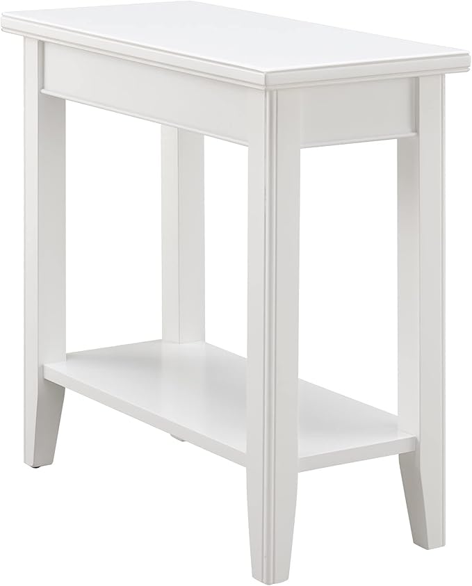 Leick Home Laurent End Table, Solid Wood, Bottom Display Shelf, Narrow, Easy-Assembly, for Living Room/Bedroom, White, 24.0 in. L x 12.0 in. W x 24.0 in. H, 10505-WT