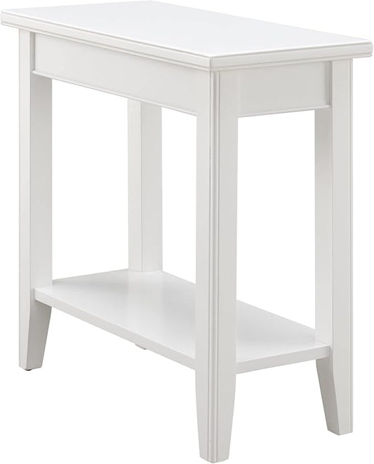 Leick Home Laurent End Table, Solid Wood, Bottom Display Shelf, Narrow, Easy-Assembly, for Living Room/Bedroom, White, 24.0 in. L x 12.0 in. W x 24.0 in. H, 10505-WT