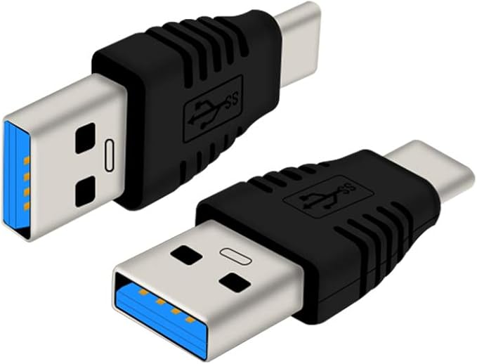Type-C Male to USB3.0 Male Adapter，USB C to USB A 5G 3A Converter, USB 3.1 AM to CM Support Data Synchronization and Charging, Suitable for Mobile Phones, Computers,2-Pack