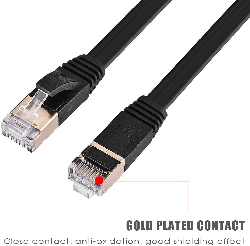 Zerone CAT 7 Ethernet Cable, 1.5M Retractable Shielded LAN Network Cable Flat RJ45 600MHz