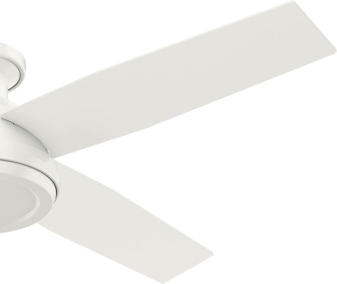 Hunter 52 inch Indoor Ceiling Fan No Light with Remote Control - White Modern Ceiling Fan without Light, Low Profile Mount, 4 Blades, For Bedroom, Living Room, or Kitchen - Dempsey 59248, Fresh White
