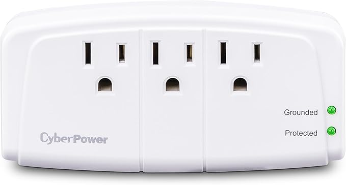 CyberPower CSB300W Essential Surge Protector, 900J/125V, 3 Outlets, Wall Tap