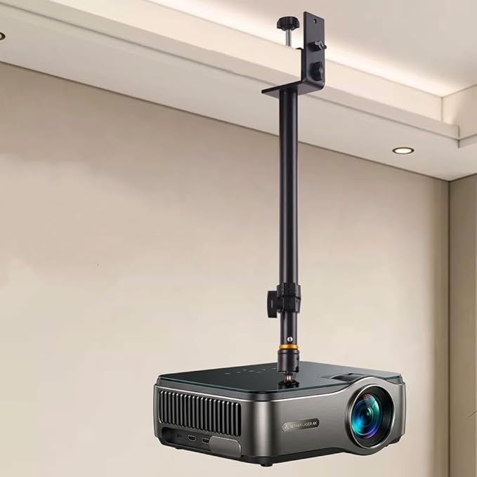 Adjustable Long Arm Projector Ceiling Mount Stand, Universal Desktop Overhead Camera Mount, Metal Projector Hanging Mount for Aurzen Nebula XGIMI AuKing and Most Mini Projectors, Webcams & Cameras