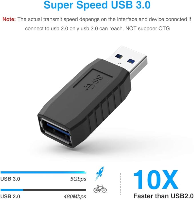 ELUTENG USB Coupler Male to Female 4Packs USB 3.0 Type A Adapter Superspeed 5Gbps USB Port Extension Connector Bridge Compatible with Laptop Computer Hard Drive Printer Camera