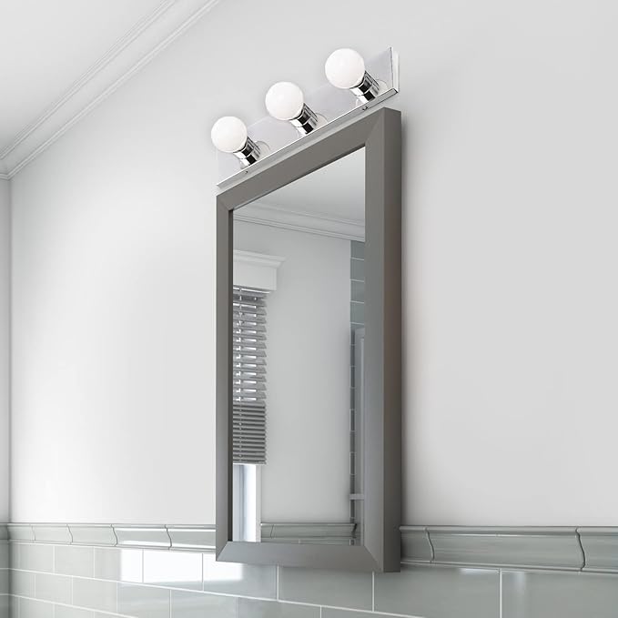 Design House 500850 3-Light Vanity Strip Light Contemporary Dimmable for Bathroom, Bedroom, Makeup Vanity, Polished Chrome