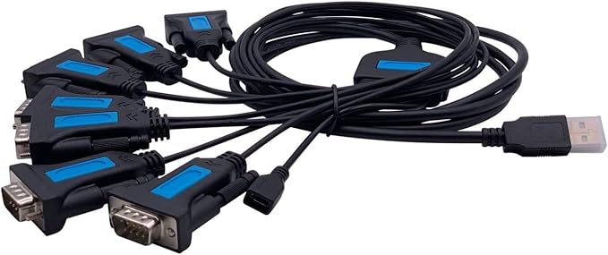 7 Port Professional Prolific CHIP USB to Serial RS232 DB9 Adapter Converter Serial Cable 9-Pin Male to Male with Thumbscrews (W/Thumbscrews, 7 RS232 Port)