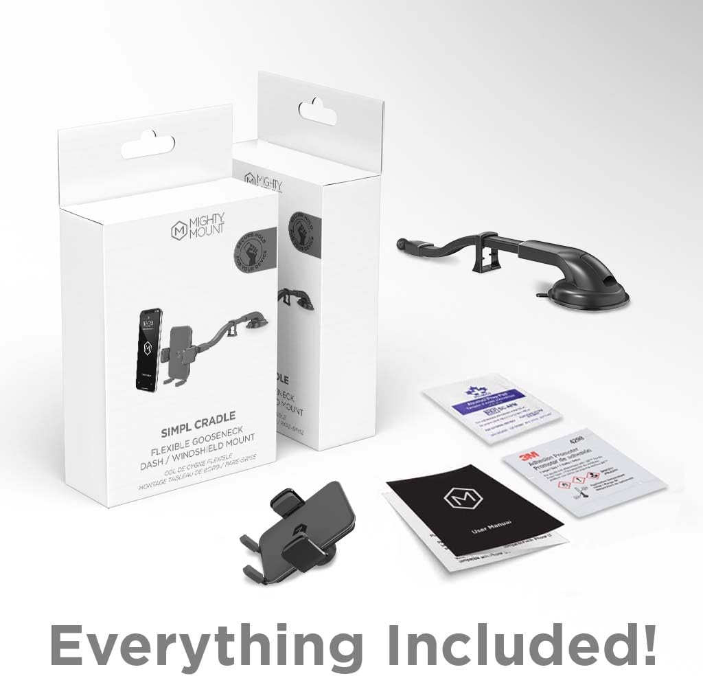 Phone Holder for Car Dash & Windshield, Flexible Gooseneck Phone Mount with Cradle Feet & Adjustable Holder Grips,