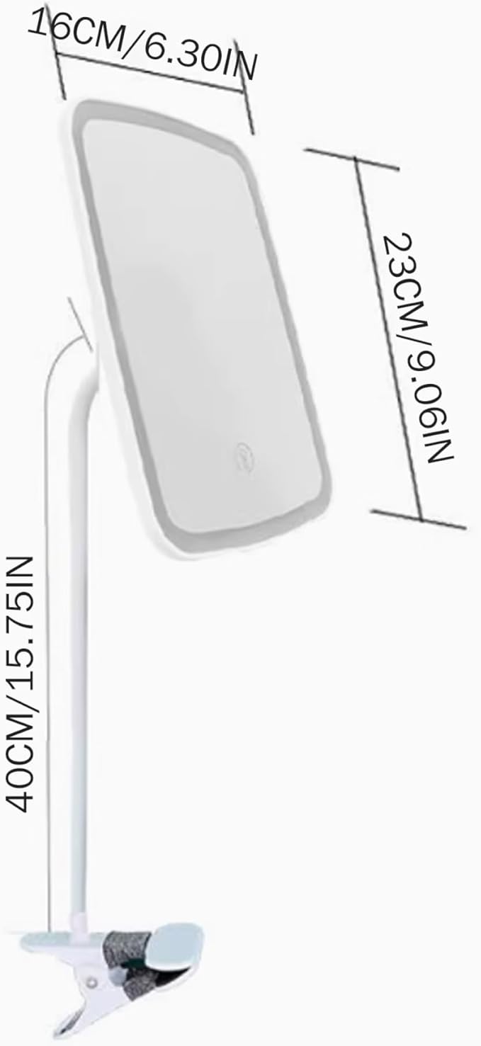 Clip on Mirror, Multi-Functional Portable Square Makeup Vanity Mirror with Lights Rechargeable for Makeup and Skincare