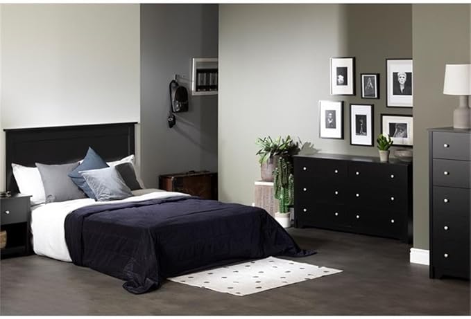South Shore Vito Collection 5-Drawer Dresser, Black with Matte Nickel Handles, Pure Black