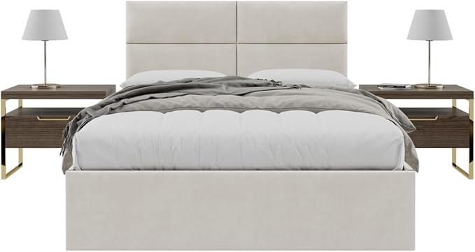 Vänt Upholstered Wall Panels - Queen/Full Size Wall Mounted Headboards - Micro Suede Neutral Sand - Set of 4 Panels (Each Individual Panel 30"x11.5")