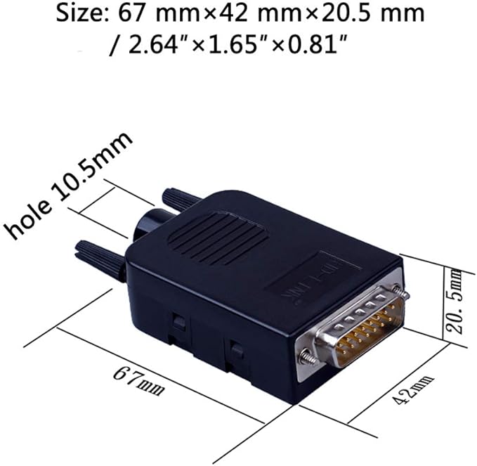 DB15 Solderless Serial to 15-pin Port Terminal Female Adapter Connector Breakout Board with Case Long Bolts Nuts (2PCS Female)