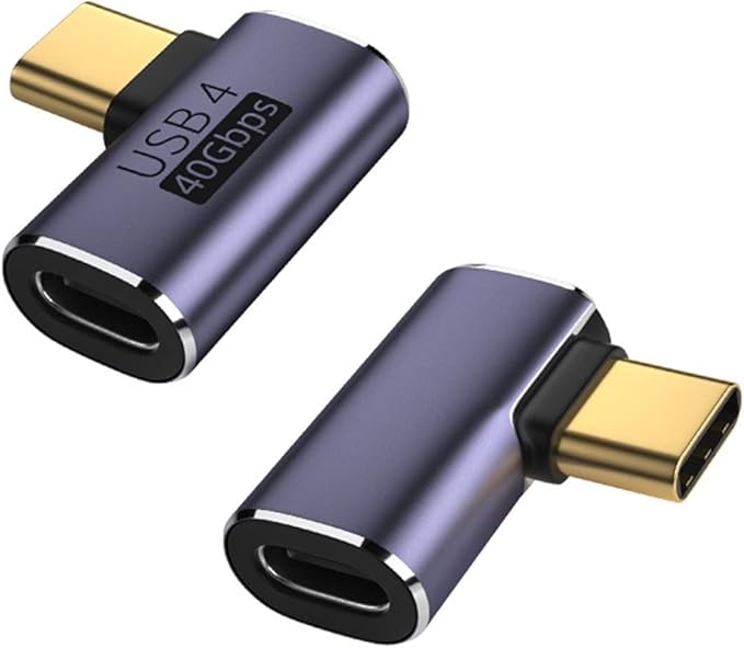 USB C Angle Adapter 40Gbps [2 Pack] 90 Degree Type C Angled Male to Female Adapter, 8k at 60hz USB 3.1 Right Angle Extension for Laptop, Tablet, VR, Camera, Smartphone (Left/Right)
