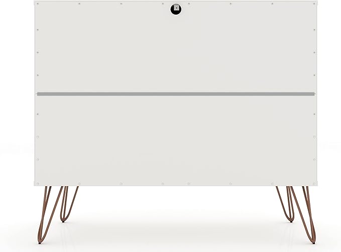 Manhattan Comfort Rockefeller 3 Drawer Dresser for Bedroom Storage, Nursery, Closet, Living Room, Entryway, TV Stand for Screens up to 32 Inches, Anti-Tip Kit Included, Set of 2, White
