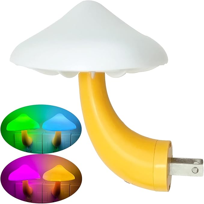 iBetterLife Mushroom Sensor LED Night Light - Plug-in 7 Color Changing Mushroom Lamp, Mini Dream Bed Cute Colourful Nightlight for Adults Kids for Bedroom, Bathroom, Stairs, Hallway Corridor