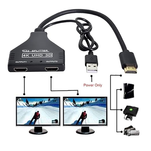 ChenYang HDMI 1.3 Splitter Adapter, HDMI 1 Male to 2 Female Splitter Switch Extension Cable with Power 0.65FT/20cm